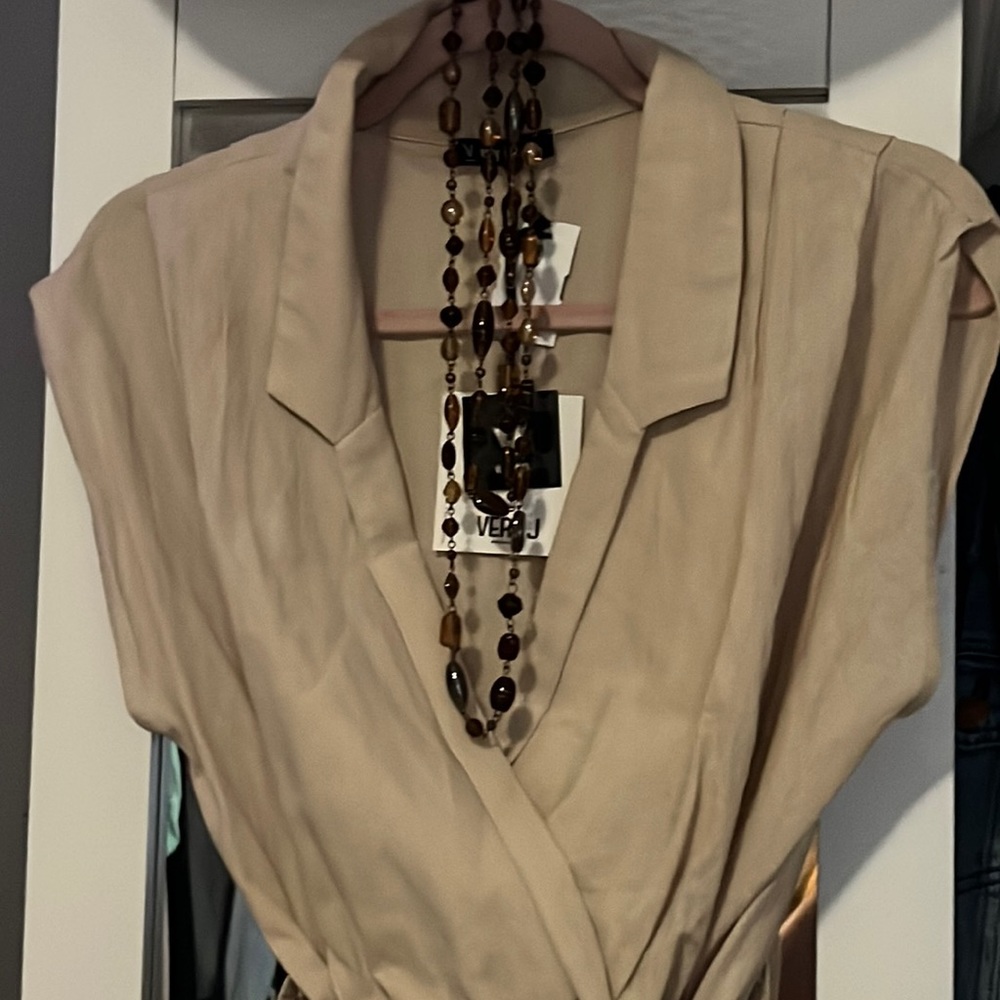 Stylish khaki jumpsuit.
